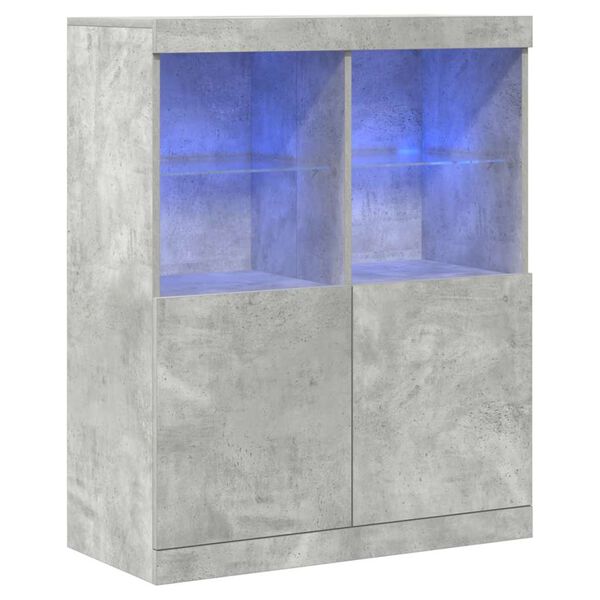 vidaXL Сайдборд, бетонно сив, 81x37x100 см, инженерно дърво