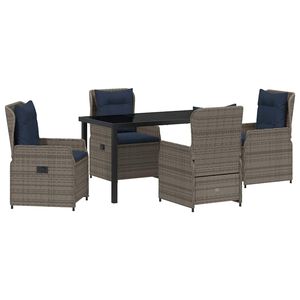 vidaXL Комплект за хранене в градината 5 pcs Сив Полиратан