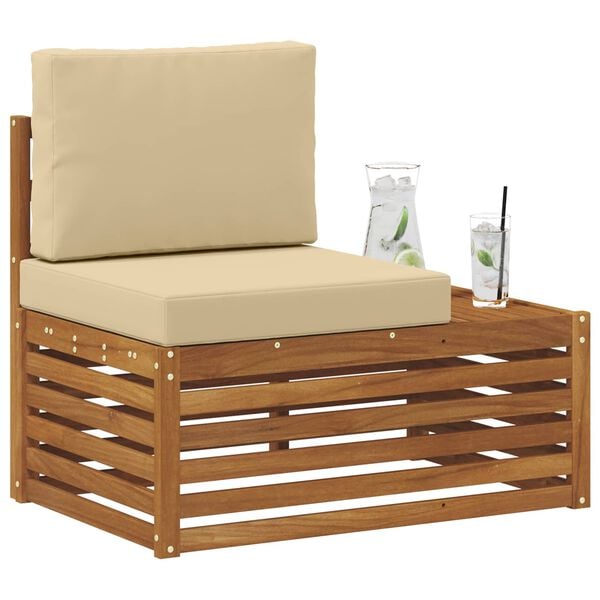 vidaXL Външен край на диван с възглавница Естествен 91 x 63 x 73 см