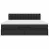 vidaXL Османска легло с матраци&LED, черно, 160x200см, изкуствена кожа