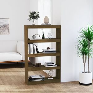 vidaXL Библиотека/разделител за стая меденокафява 80x30x135,5 см бор
