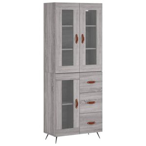 vidaXL Висок шкаф, сив сонома, 69,5x34x180 см, инженерно дърво