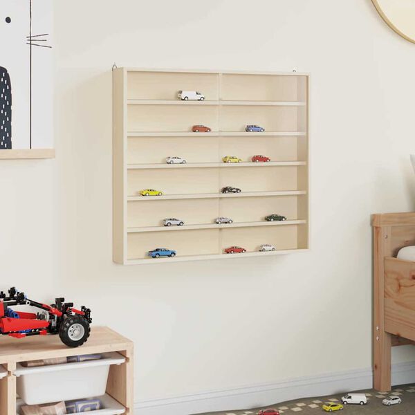 vidaXL Стена дисплей кутия с рафт Бежово 60 х 8,5 х 54 см Шперплат