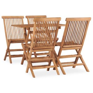 vidaXL Градински трапезен комплект, сгъваем, 5 части, тик масив