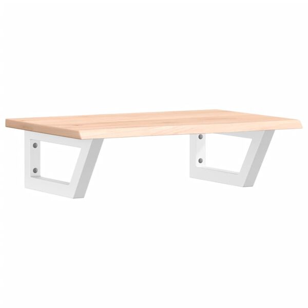 vidaXL Стенен рафт за мивка, стомана и масивно дърво дъб