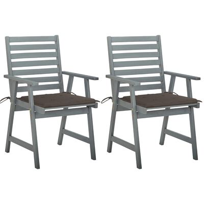 vidaXL Градински трапезни столове с възглавници, 2 бр, акация масив