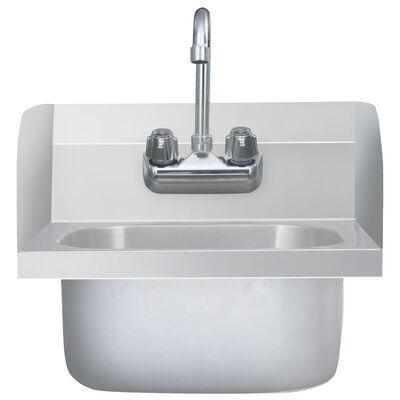 vidaXL Търговска мивка за ръце с кранче, неръждаема стомана