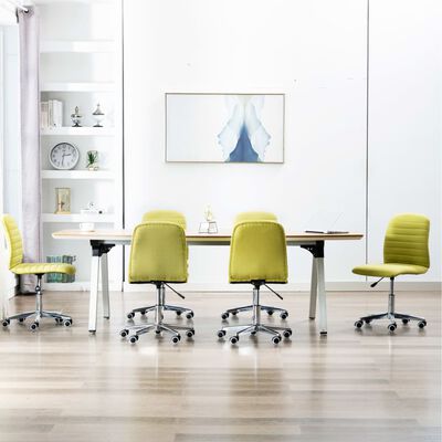 vidaXL Трапезни столове, 6 бр, зелени, текстил