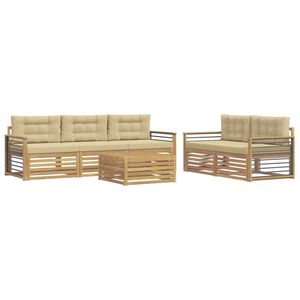 vidaXL Комплект дивани за открито 6 pcs Бяло и Бежово