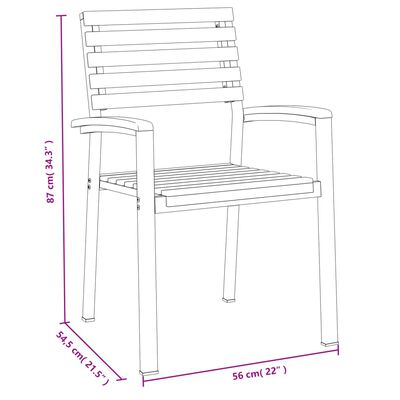 vidaXL Стифиращи градински столове, 2 бр, акация масив и метал