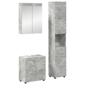 vidaXL Комплект мебели за баня TULUM 3 pcs Циментено сиво