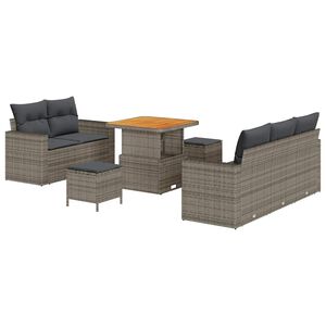vidaXL Градински Софа Комплект с възглавница 8 pcs Сив полиратан