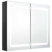 vidaXL LED шкаф с огледало за баня, сияйно черно, 80x12x68 см