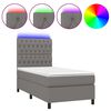vidaXL Боксспринг легло с матрак и LED, тъмносиво, 100x200 см, плат