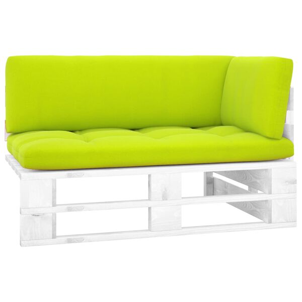 vidaXL Градинска палетен ъглов диван бял импрегнирано борово дърво