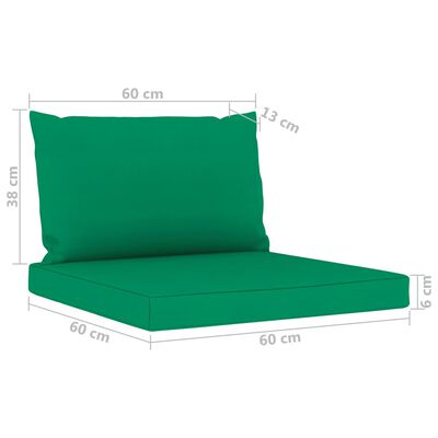 vidaXL Градински комплект 6 части зелени възглавници импрегниран бор