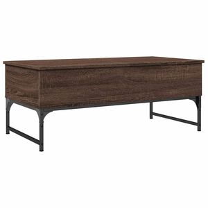 vidaXL Кафе маса, кафяв дъб, 100x50x40 см, инженерно дърво и метал