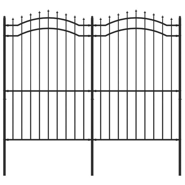 vidaXL Градинска ограда с връх тип &bdquo;копие&ldquo;, черна, 240x175 см, прахово боядисана стомана