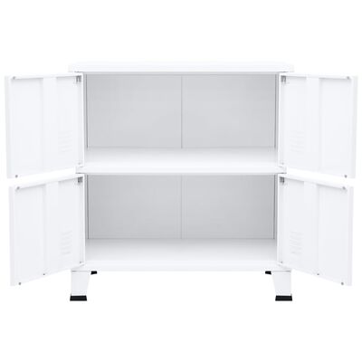 vidaXL Индустриален скрин за съхранение, бял, 75x40x80 cм, стомана