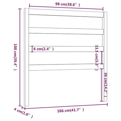 vidaXL Горна табла за легло, сива, 106x4x100 см, бор масив
