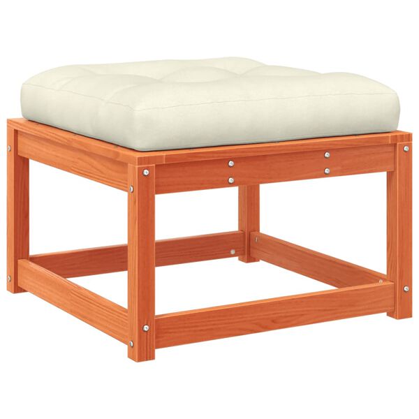 vidaXL Градинска табуретка с възглавници, восъчнокафяв, бор масив