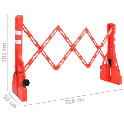 vidaXL Сгъваема трафик бариера, червена, 210x50x105 см