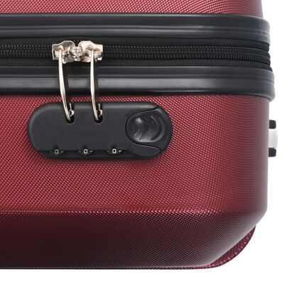 vidaXL Комплект твърди куфари с колелца, 3 бр, виненочервен, ABS