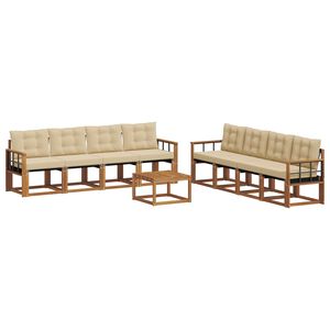 vidaXL Комплект дивани за открито 9 pcs Натурален и Бежов