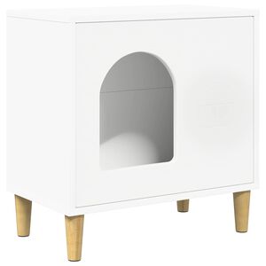 vidaXL Къща за котки Бяло 51 x 30 x 52 см Инженерна дървесина