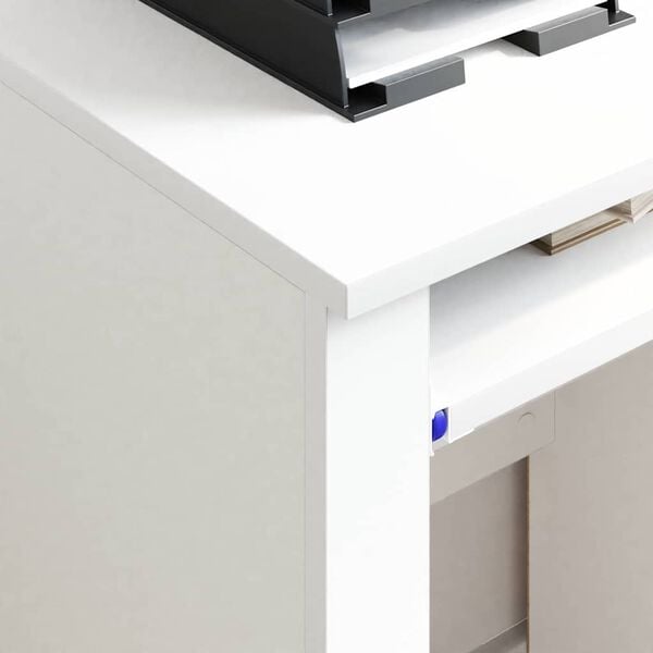 vidaXL Бюро на колела с чекмедже Бяло 91 x 50 x 77 см Инженерно дърво