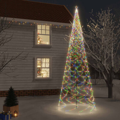 vidaXL Коледна елха с шип, многоцветна, 3000 LED, 800 см