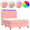 vidaXL Боксспринг легло с матрак и LED, розово, 140x190 см, кадифе