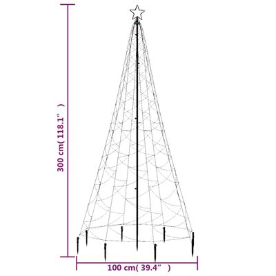 vidaXL Коледно дърво с метален стълб, 500 LED, топло бяло, 3 м