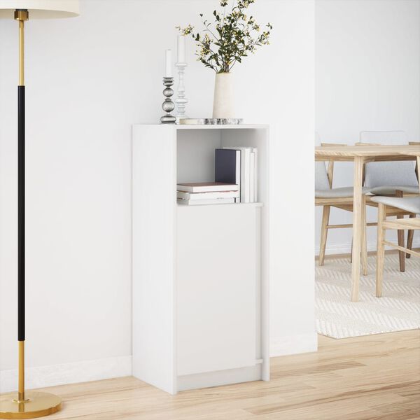 vidaXL Сайдборд с LED, бял, 42,5x34x100 см, инженерно дърво