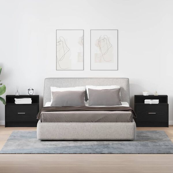 vidaXL Нощни шкафчета с чекмеджета, 2 бр, черен дъб, 51x31x47 см