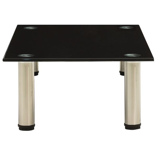 vidaXL ТВ поставка, черна, 60x35x17 см, закалено стъкло