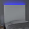 vidaXL LED горна табла за легло, бяла, 80x5x118/128 см изкуствена кожа