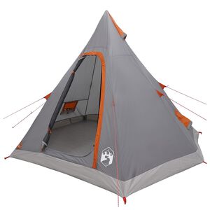 vidaXL 3 души Сив и оранжев 185T полиестер с PU покритие