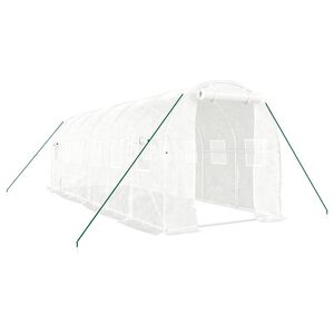vidaXL Оранжерия със стоманена рамка бяла 12 м&sup2; 6x2x2 м