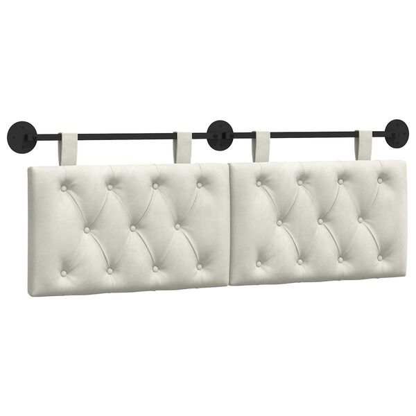 vidaXL Висяща табла Монтиране на стена Крем 130 x 55 x 7 см Кадифе