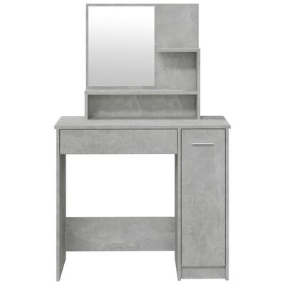 vidaXL Тоалетка с огледало, бетонно сива, 86,5x35x136 см