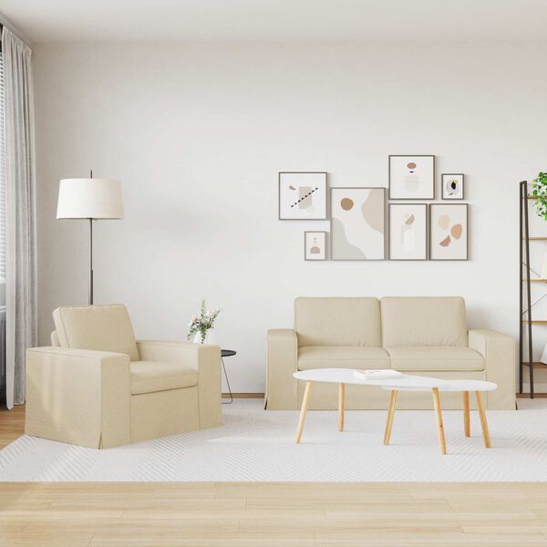 vidaXL Диван 2 pcs Крем 182 x 80 x 82 см текстил