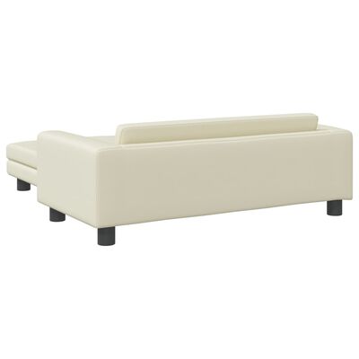 vidaXL Детски диван с табуретка, кремав, 100x50x30 см, изкуствена кожа