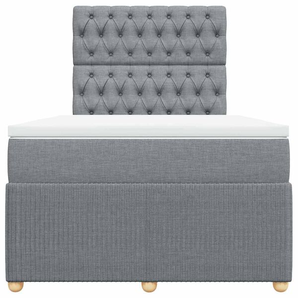 vidaXL Боксспринг легло с матрак, светлосиво, 120x200 см, плат