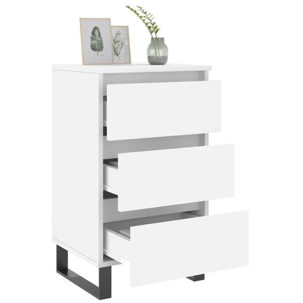 vidaXL Нощни шкафчета, 2 бр, бели, 40x35x69 см, инженерно дърво