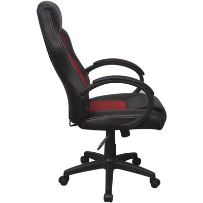 vidaXL Директорски офис стол, червен, изкуствена кожа