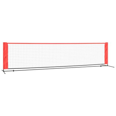 vidaXL Мрежа за тенис, черно-червена, 400x100x87 см, полиестер