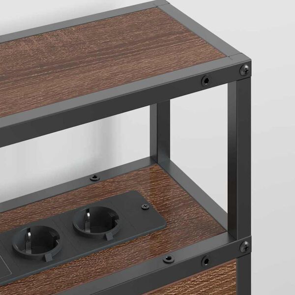 vidaXL Табла за съхранение с рафт Кафяв дъб 135 cm Инженерно дърво