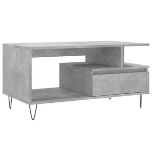 vidaXL Кафе маса, бетонно сива, 90x49x45 см, инженерно дърво
