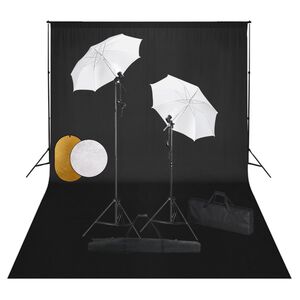vidaXL Фотографски комплект за студио с лампи, чадъри, фон и рефлектор